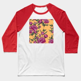 Maroon purplish flowers peonies Baseball T-Shirt